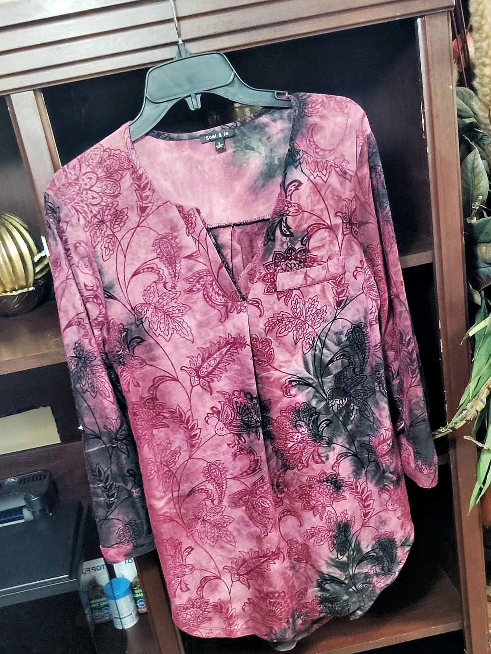 Sami & Jo Floral Blouse in Pink & Black Size Small